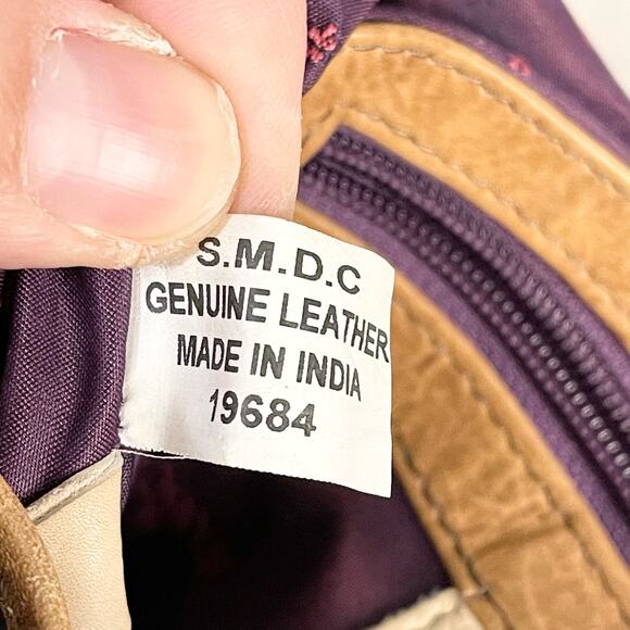 Anuschka Shoulder Bag Womens Tan Floral Genuine Leather Handpainted Art Handbag - Picture 4 of 11